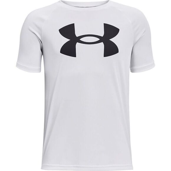 Boys 8-20 Under Armour Big Logo Tech Tee Loose Fit Crew Neck White Small NWT - Picture 1 of 5